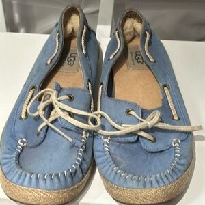 Ugg Tylin Blue Leather Boat Shoes